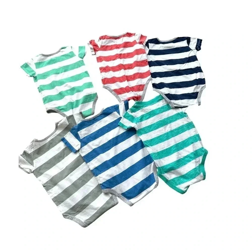Bundle of 6 short sleeved bodysuit striped size 24 months Excellent condition